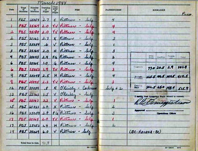 Log Book of 1stLt Robert A. Brueggestrass: March 1944