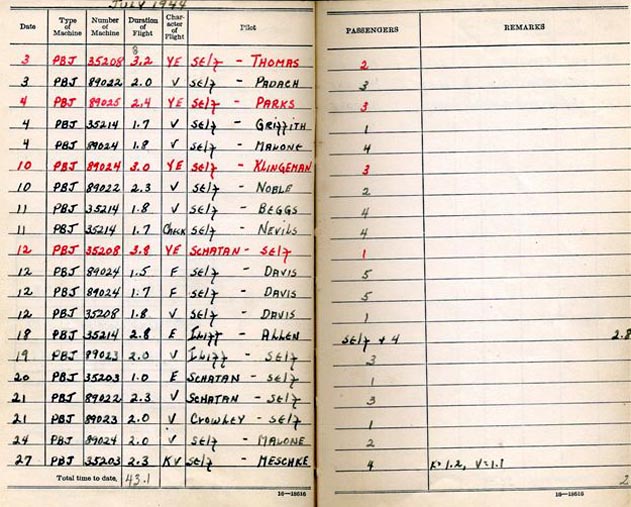 Log Book of 1stLt Robert S. Ligon: July 1944