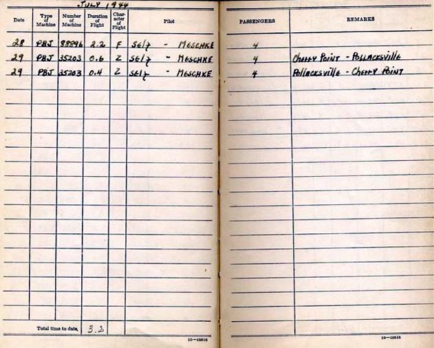 Log Book of 1stLt Robert S. Ligon: July 1944