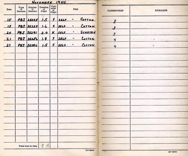 Log Book of 1stLt Robert S. Ligon: November 1944