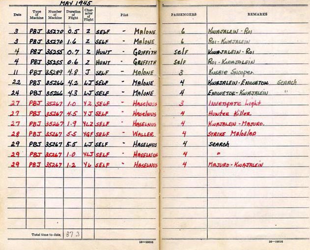 Log Book of 1stLt Robert S. Ligon: May 1945