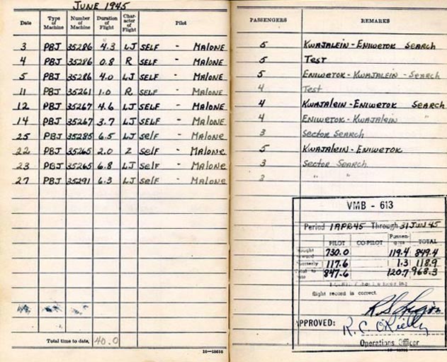 Log Book of 1stLt Robert S. Ligon: June 1945
