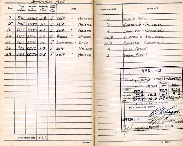 Log Book of 1stLt Robert S. Ligon: September 1945